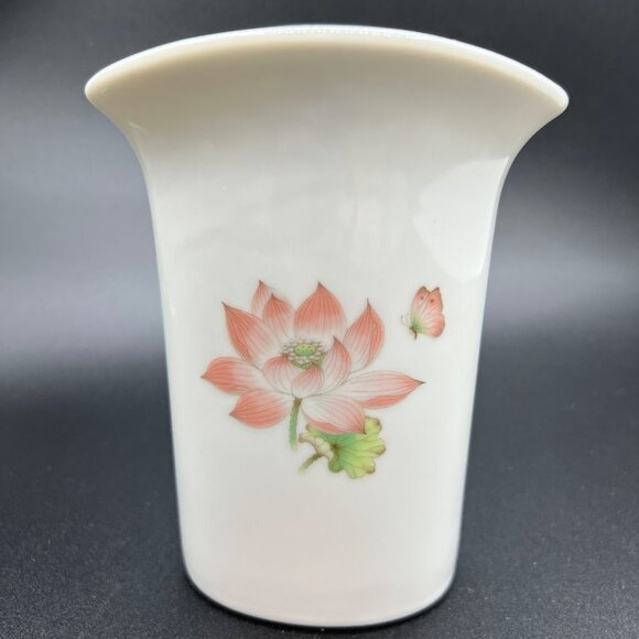 Takahashi Medley San Francisco Water Lily Butterfly Oval Bud Vase Vintage - Picture 8 of 12